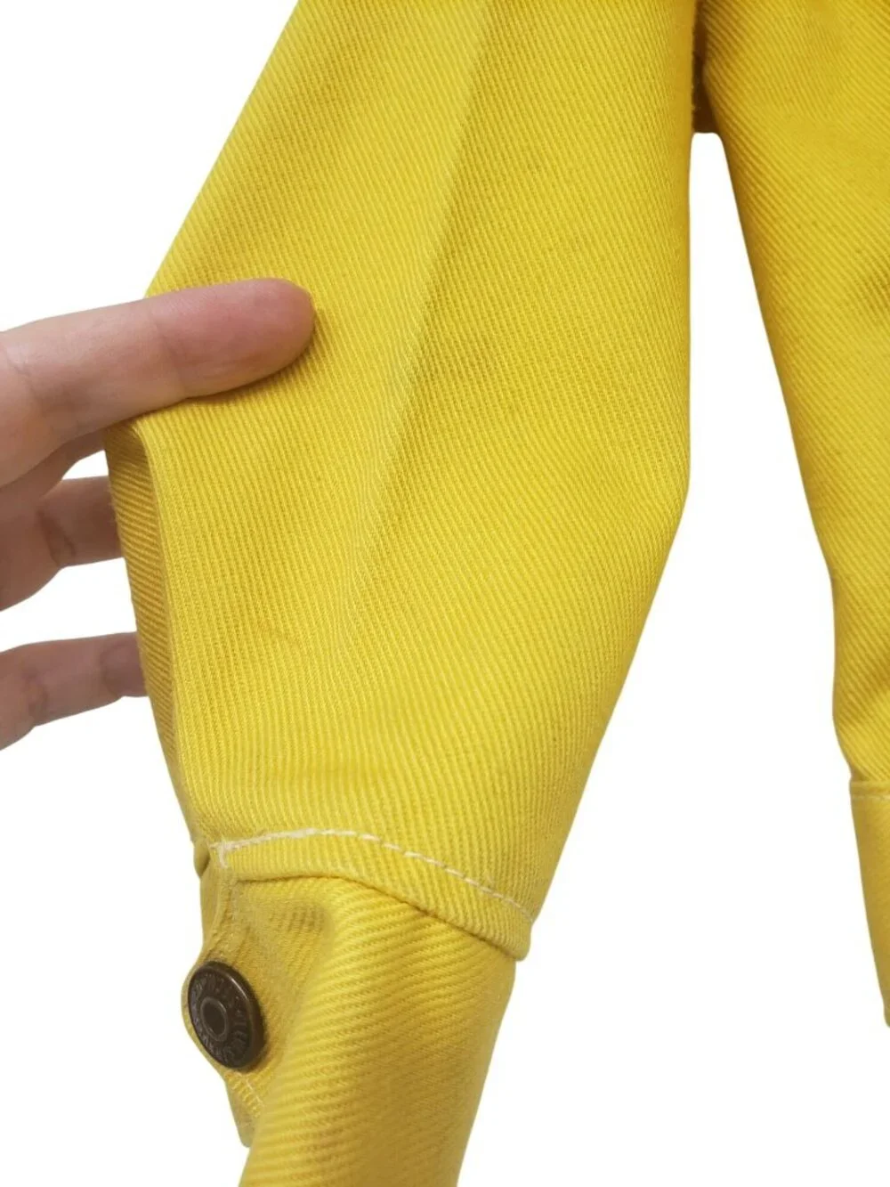 Vintage Levi's Saddleman Kids Youth Yellow Denim Jean Jacket FLAWS Girls Size 7